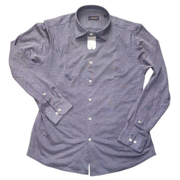 Garnet Men’s Long Sleeve Button-Up Shirt Blue Size M - Picture 2 of 5